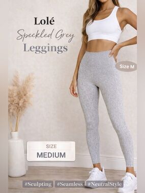 Lole Speckled Grey High-Waisted Leggings Size M | Sculpting Seamless Activewear